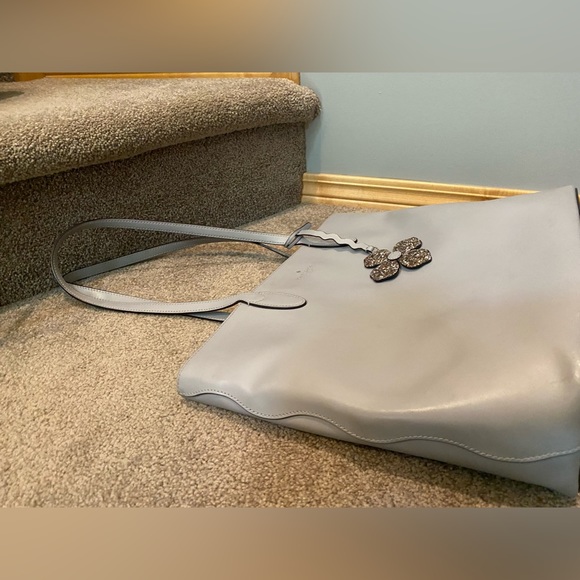 Grey Leather Kate Spade Tote Purse - Picture 2 of 5